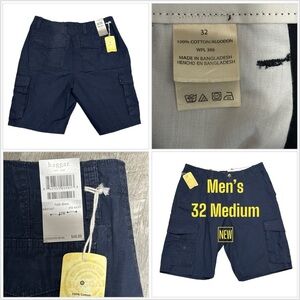 Men’s Haggar 32 Medium Shorts Cargo Navy Durable Workwear 7 Pockets Cotton NWT